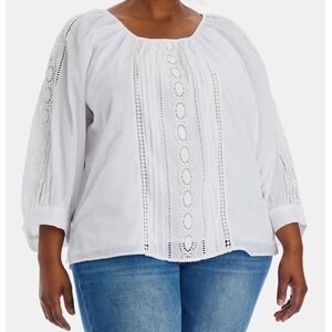 Karen Kane American Riviera Lace Top Off White 0X Cotton Cottagecore Made in USA